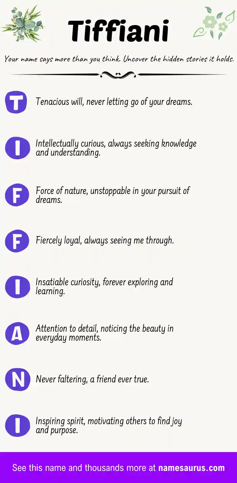 Acrostic poem about Tiffiani.