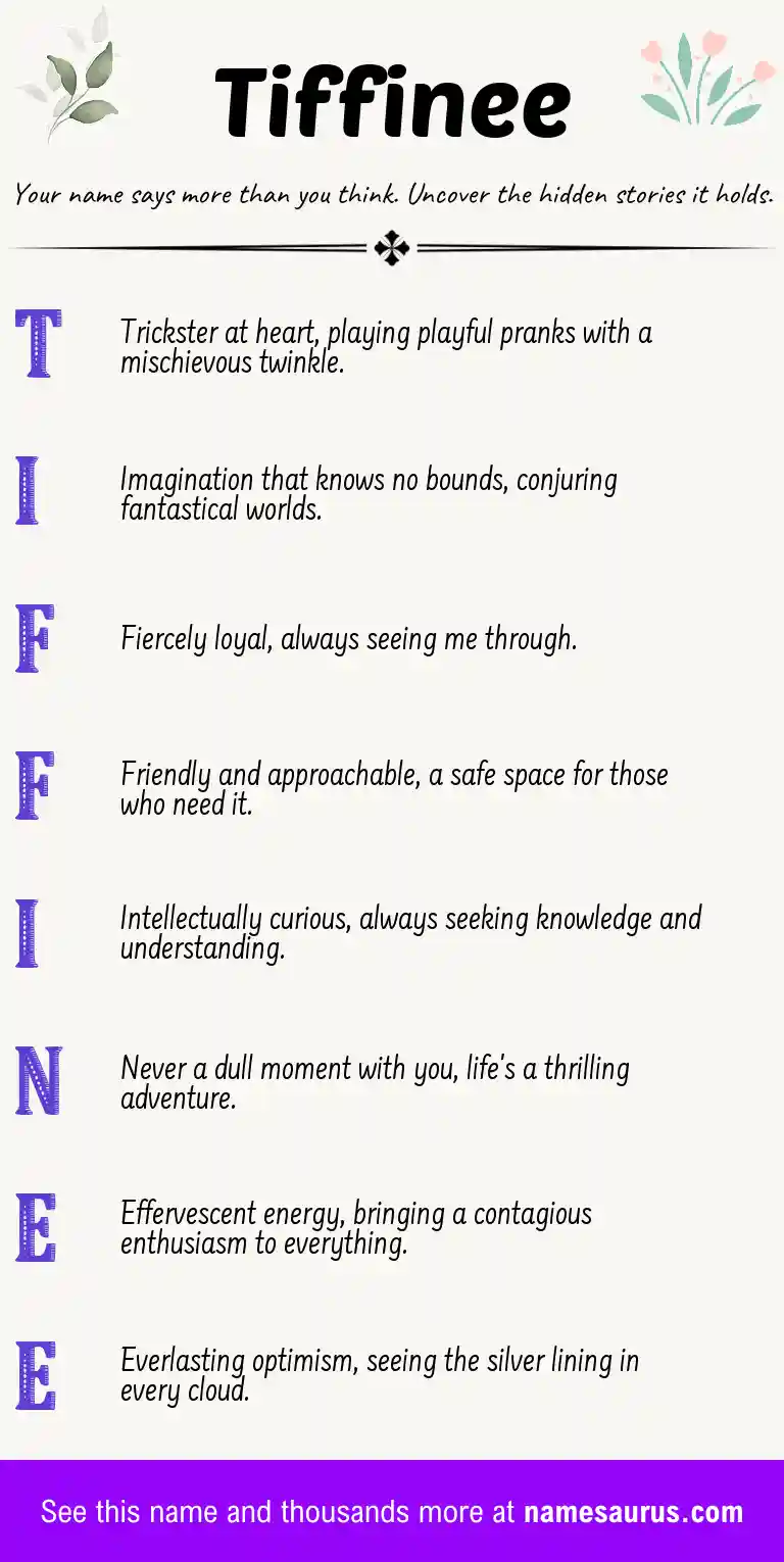 Acrostic poem about Tiffinee.