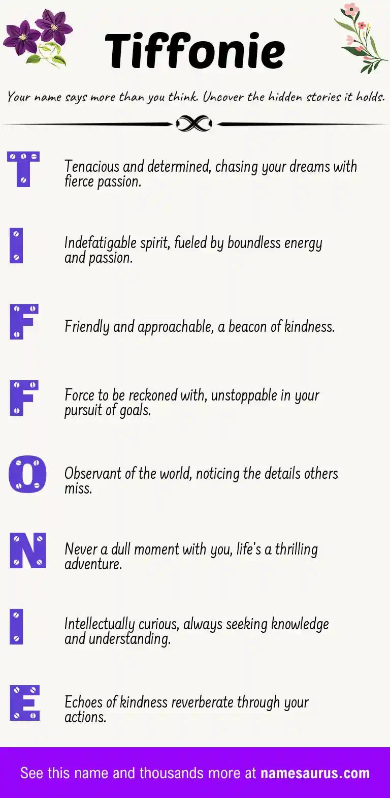 Acrostic poem about Tiffonie.