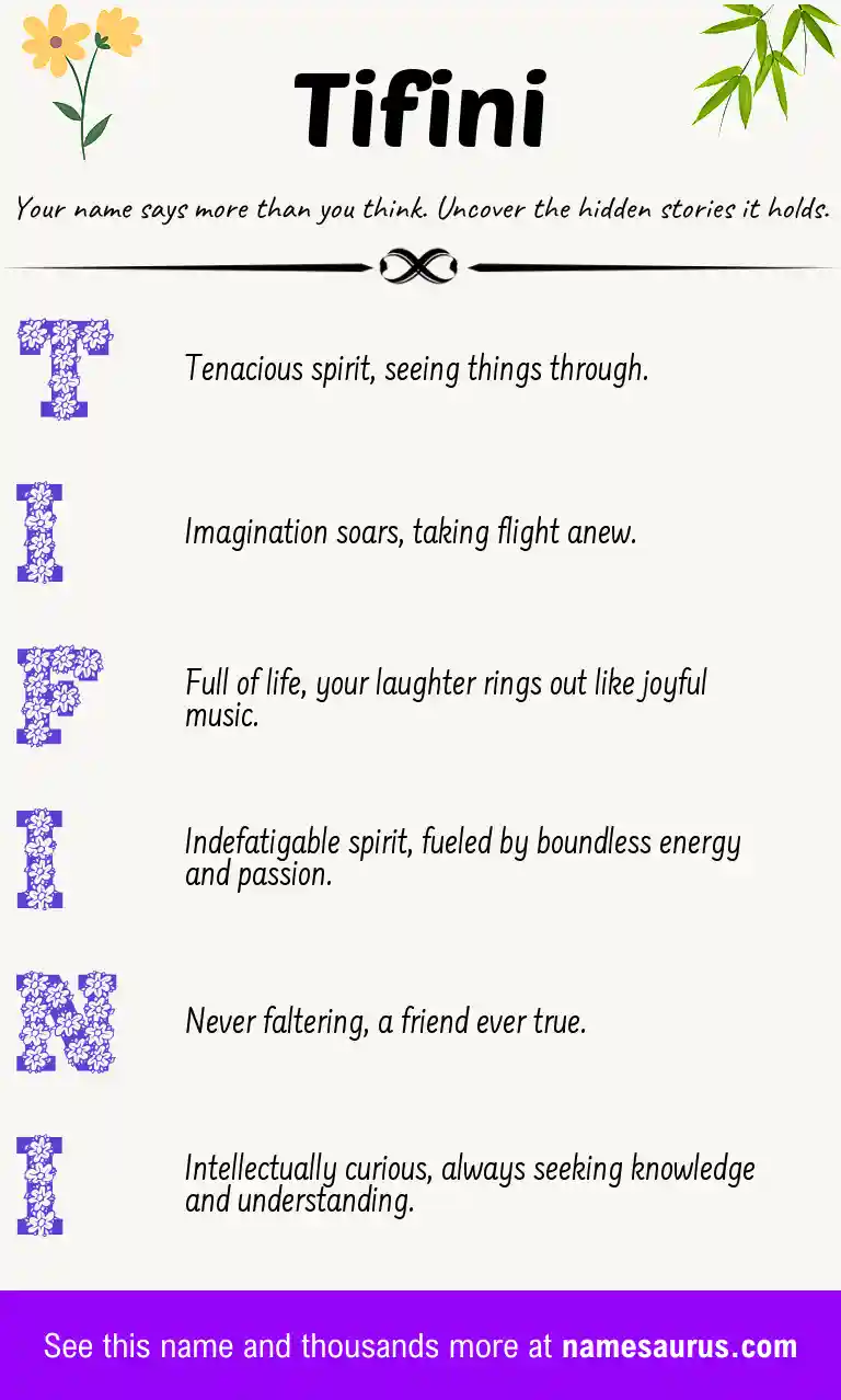 Acrostic poem about Tifini.