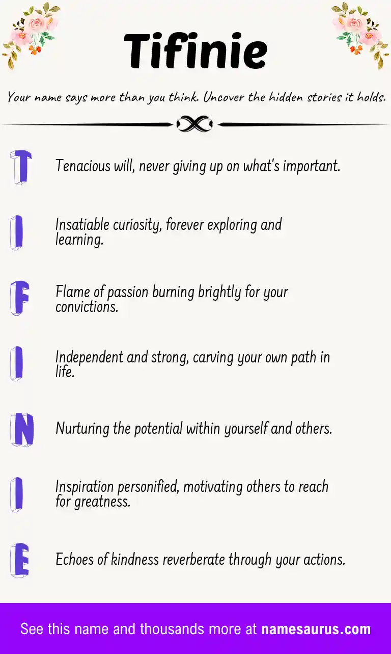 Acrostic poem about Tifinie.