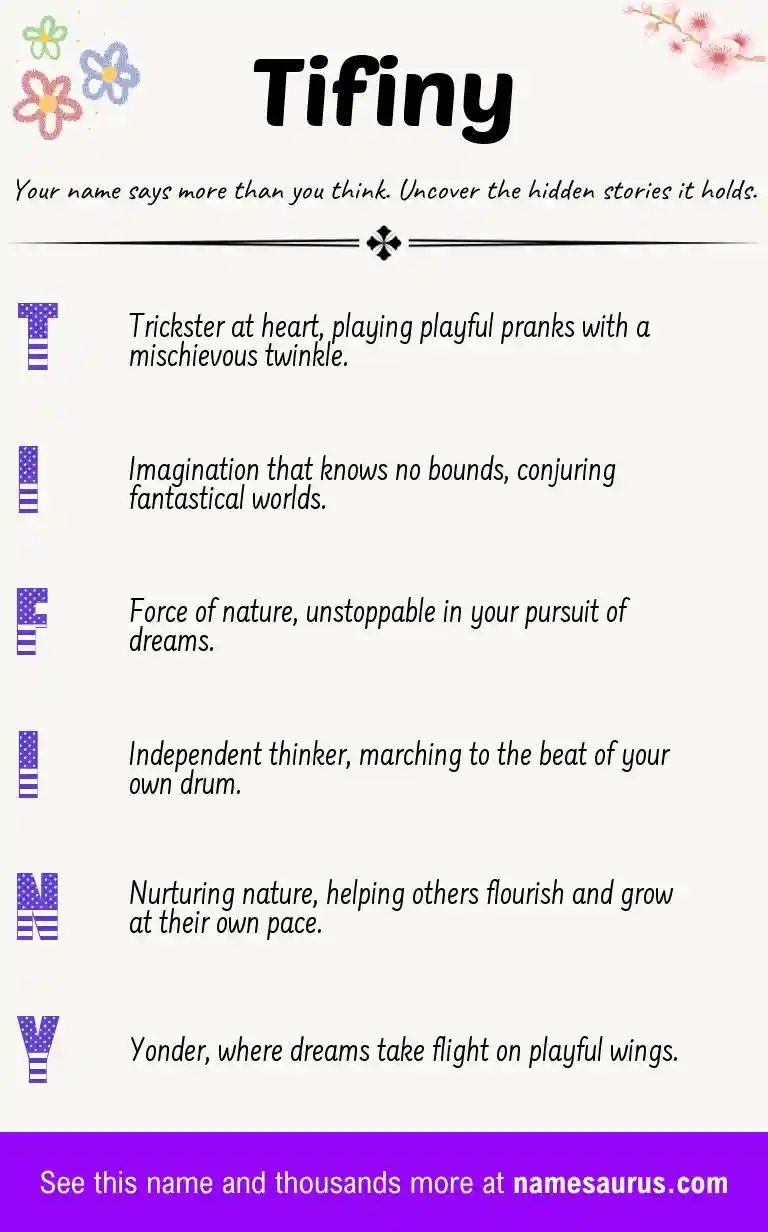 Acrostic poem about Tifiny.