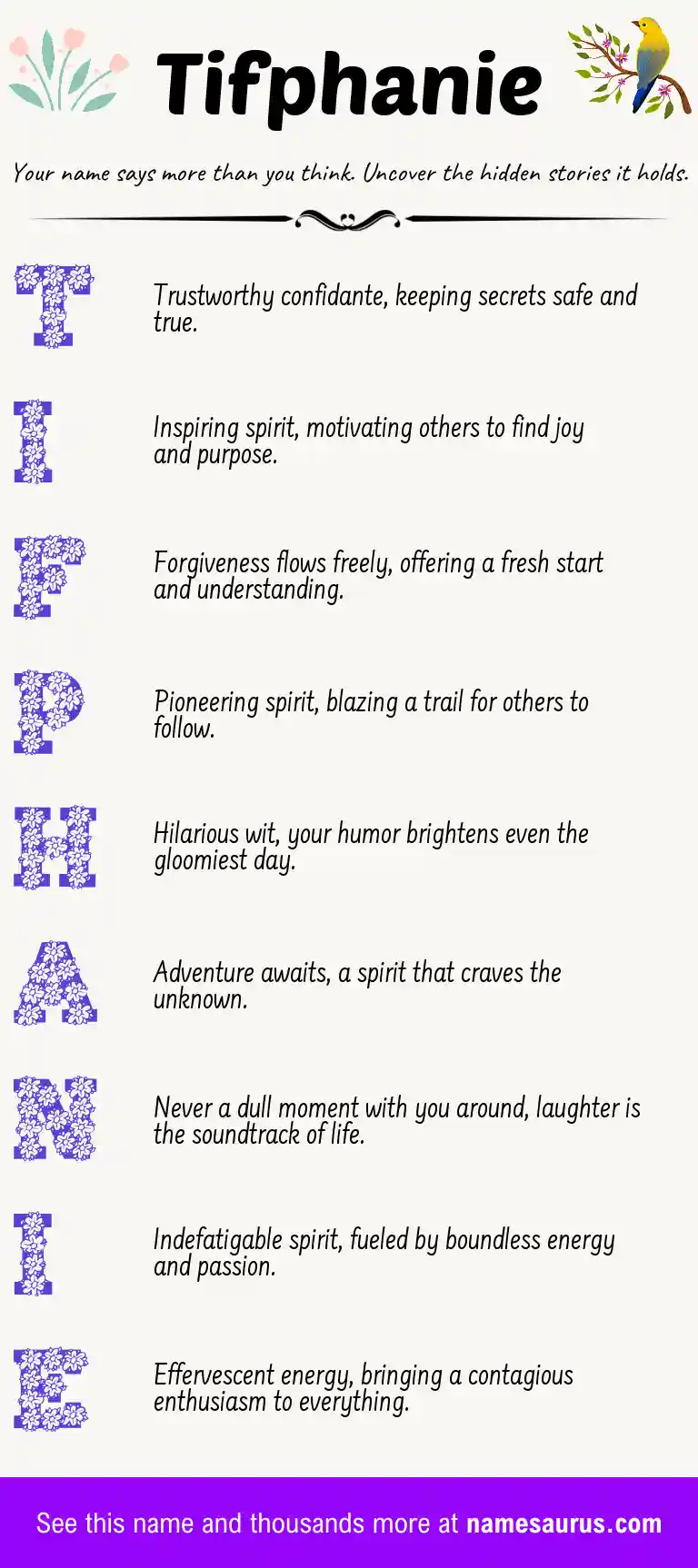 Acrostic poem about Tifphanie.