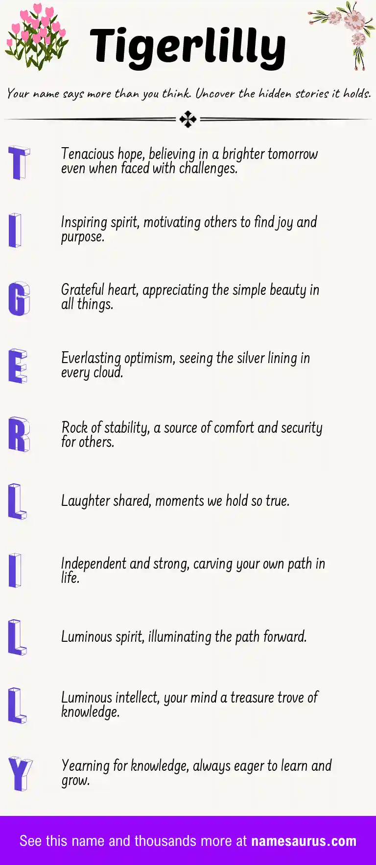 Acrostic poem about Tigerlilly.