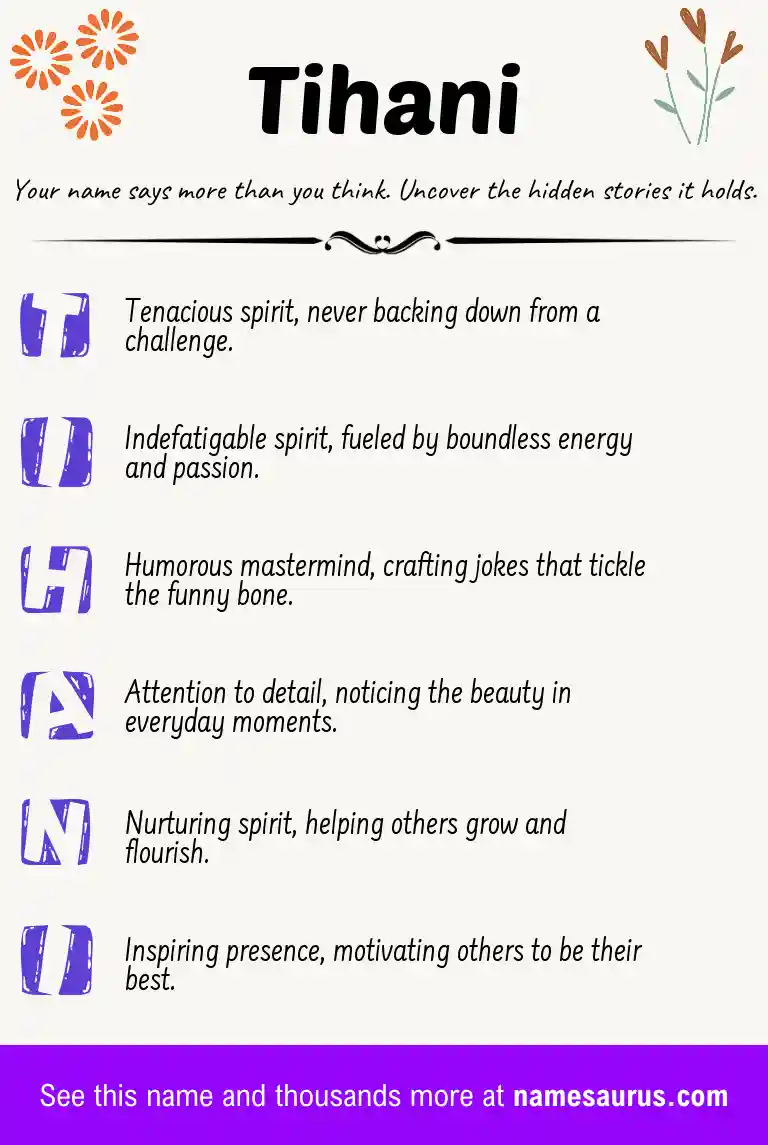 Acrostic poem about Tihani.