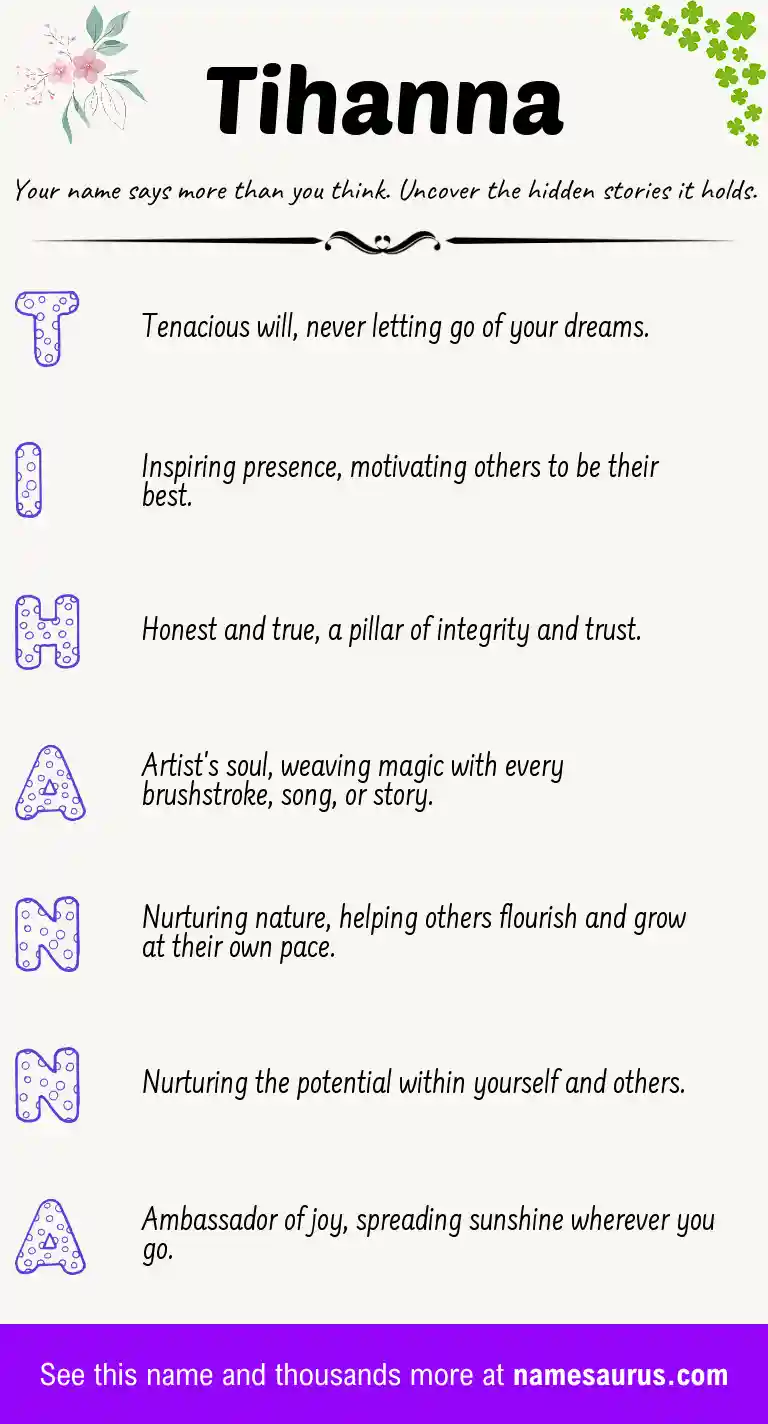 Acrostic poem about Tihanna.