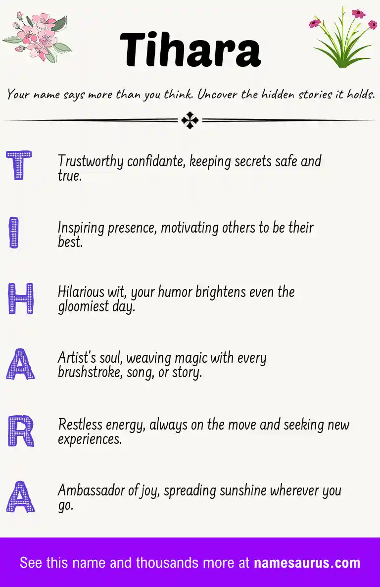 Acrostic poem about Tihara.