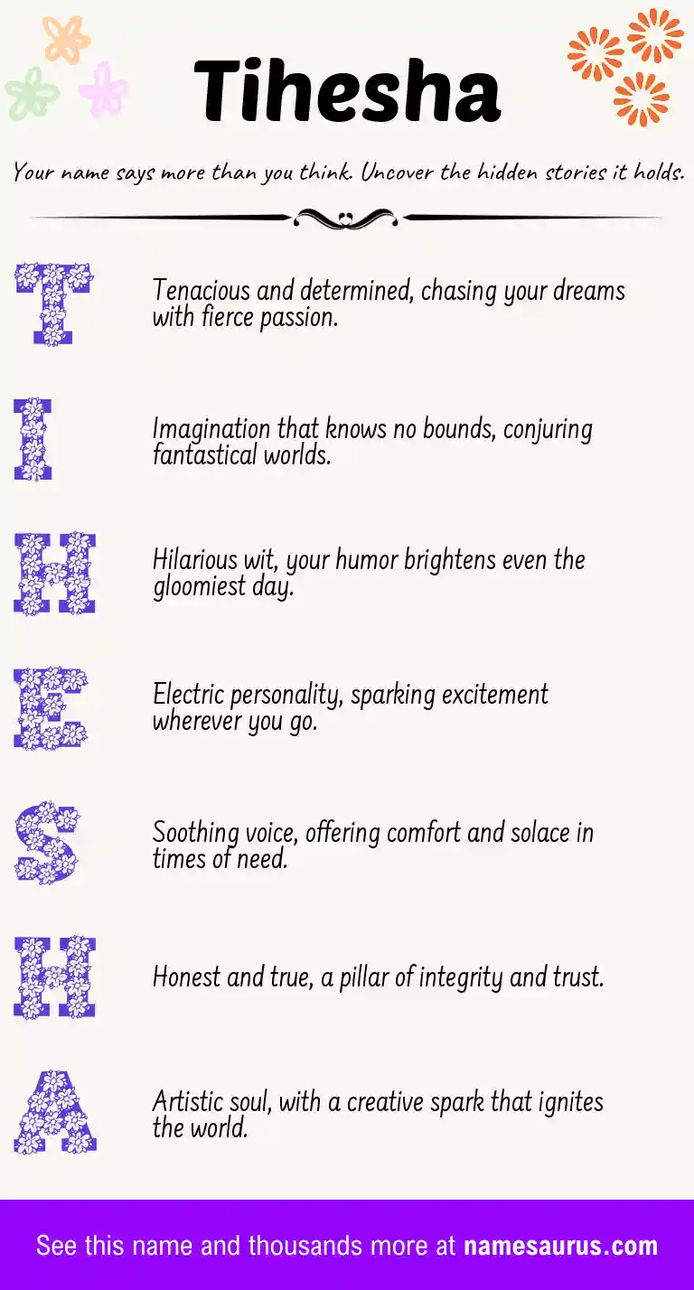 Acrostic poem about Tihesha.