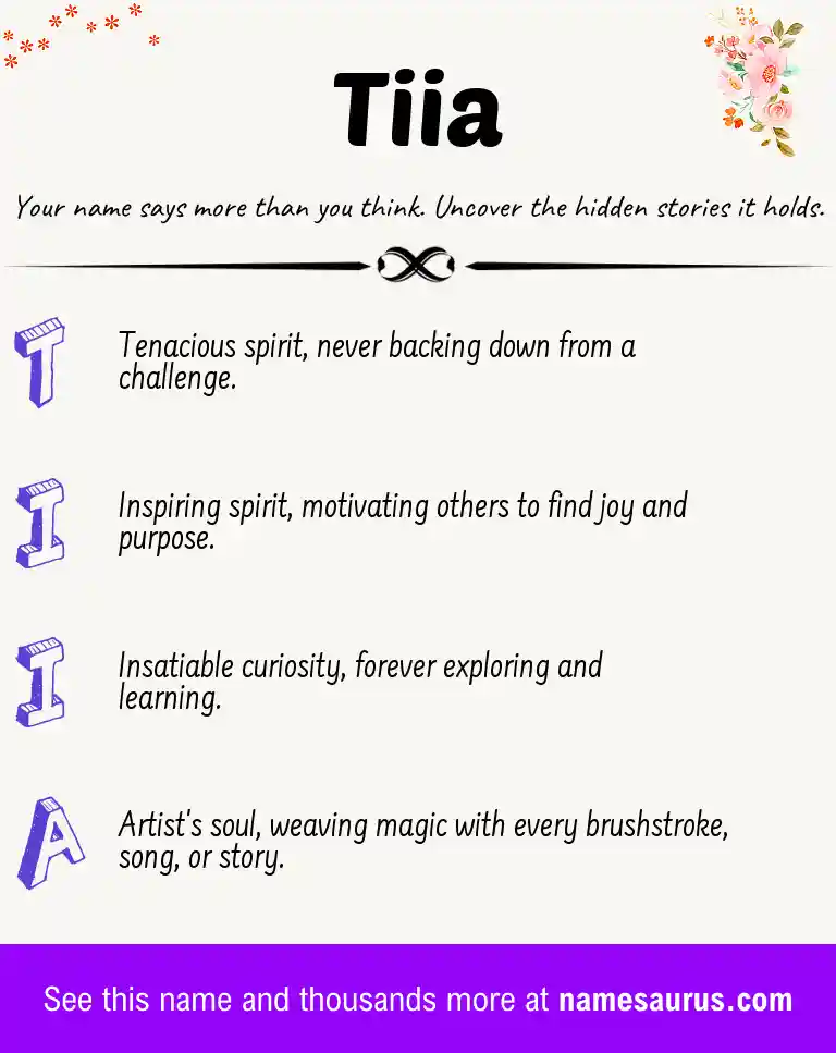 Acrostic poem about Tiia.