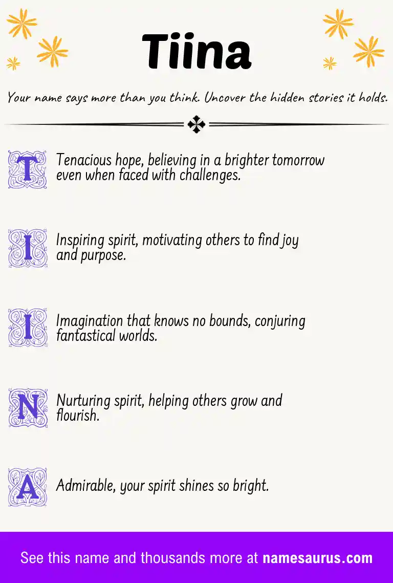 Acrostic poem about Tiina.