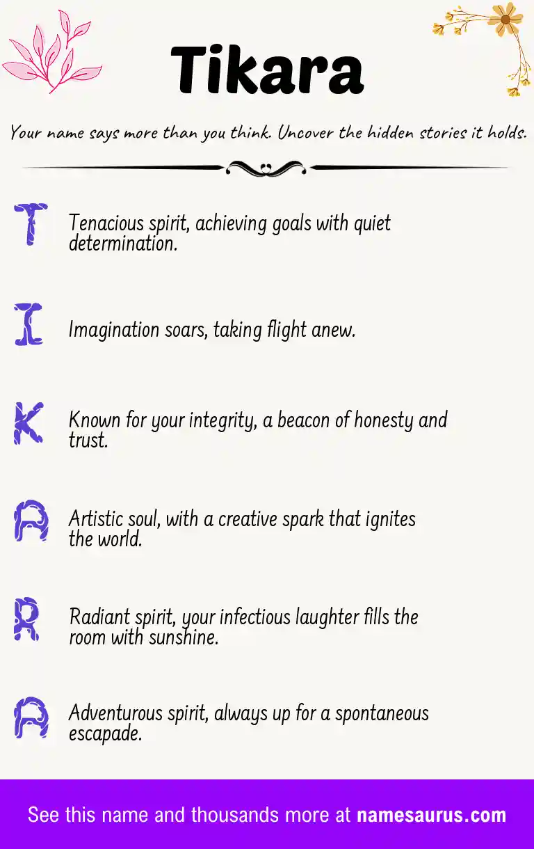 Acrostic poem about Tikara.