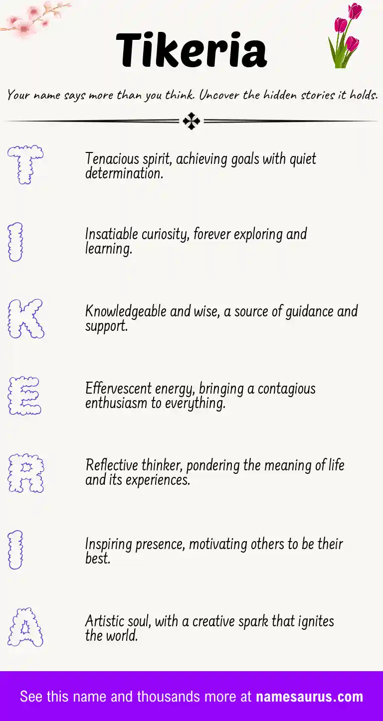 Acrostic poem about Tikeria.