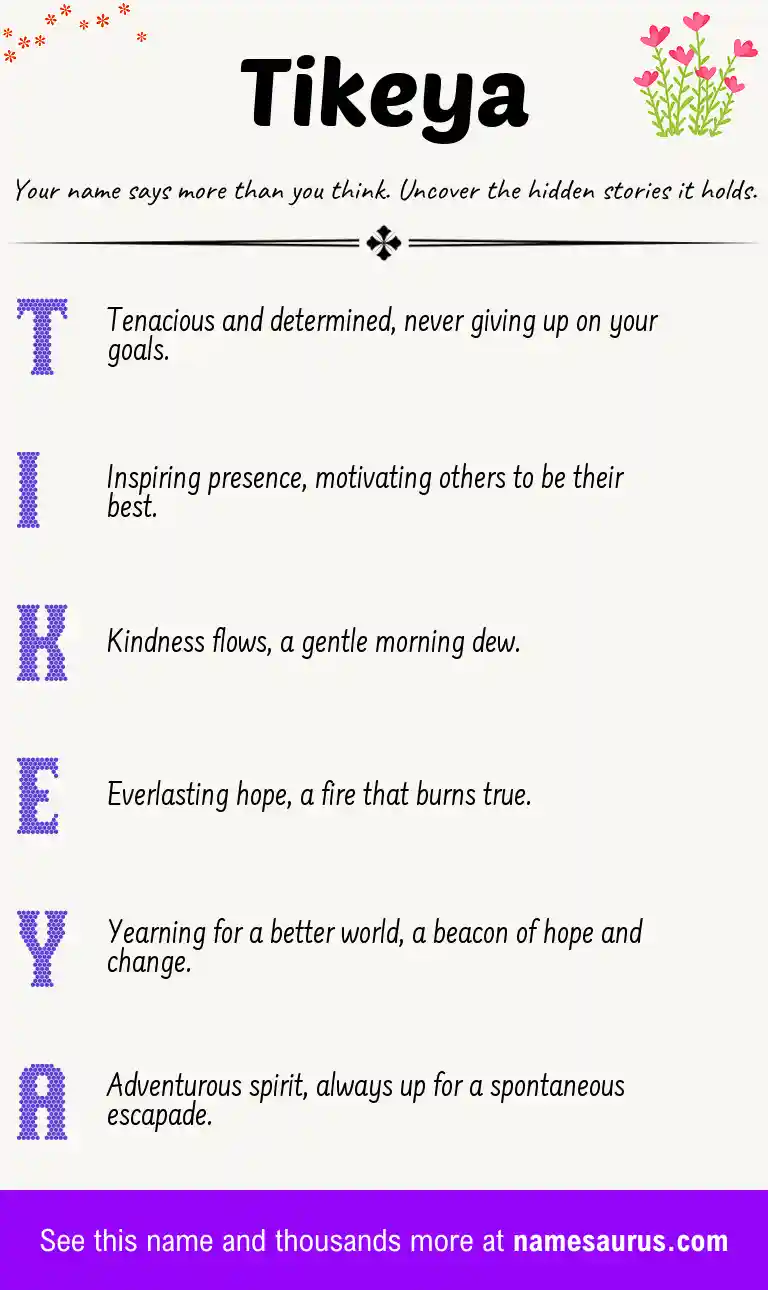 Acrostic poem about Tikeya.