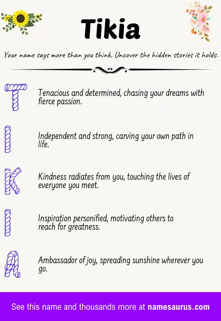 Acrostic poem about Tikia.