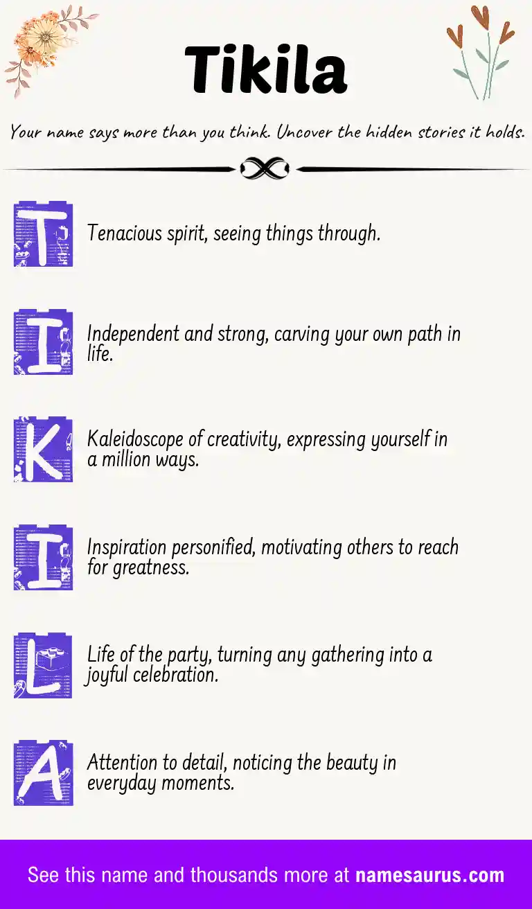 Acrostic poem about Tikila.