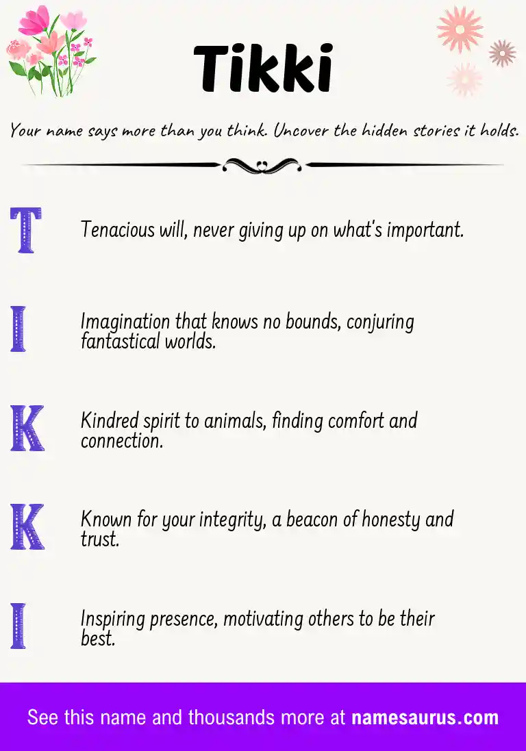 Acrostic poem about Tikki.