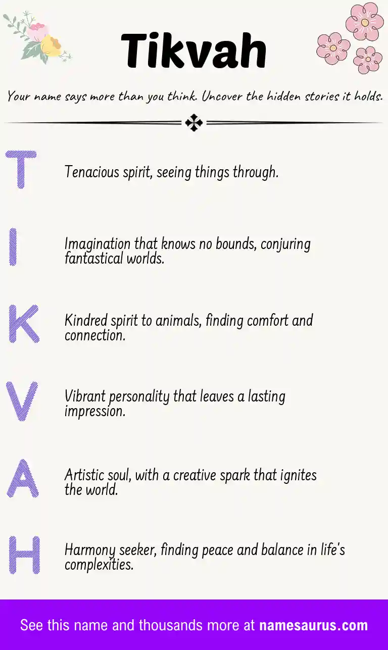 Acrostic poem about Tikvah.