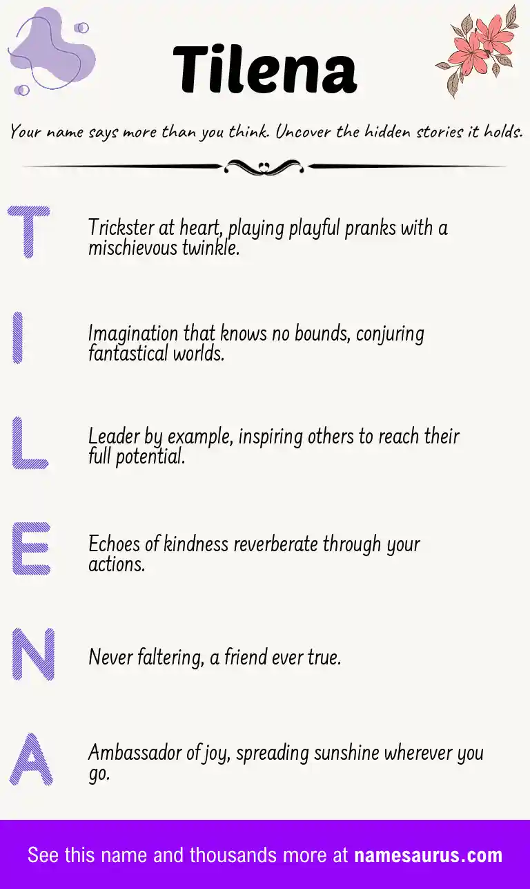 Acrostic poem about Tilena.