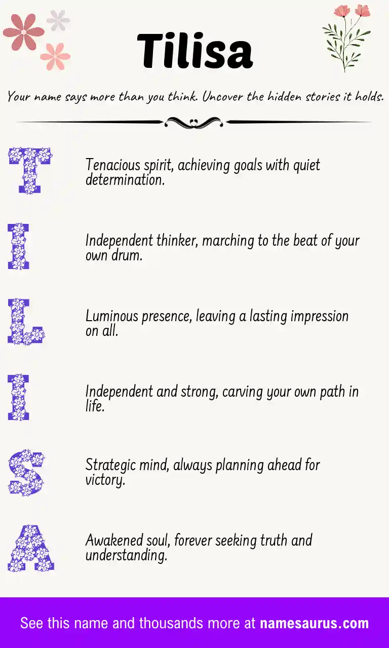 Acrostic poem about Tilisa.