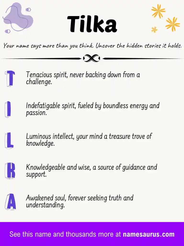 Acrostic poem about Tilka.