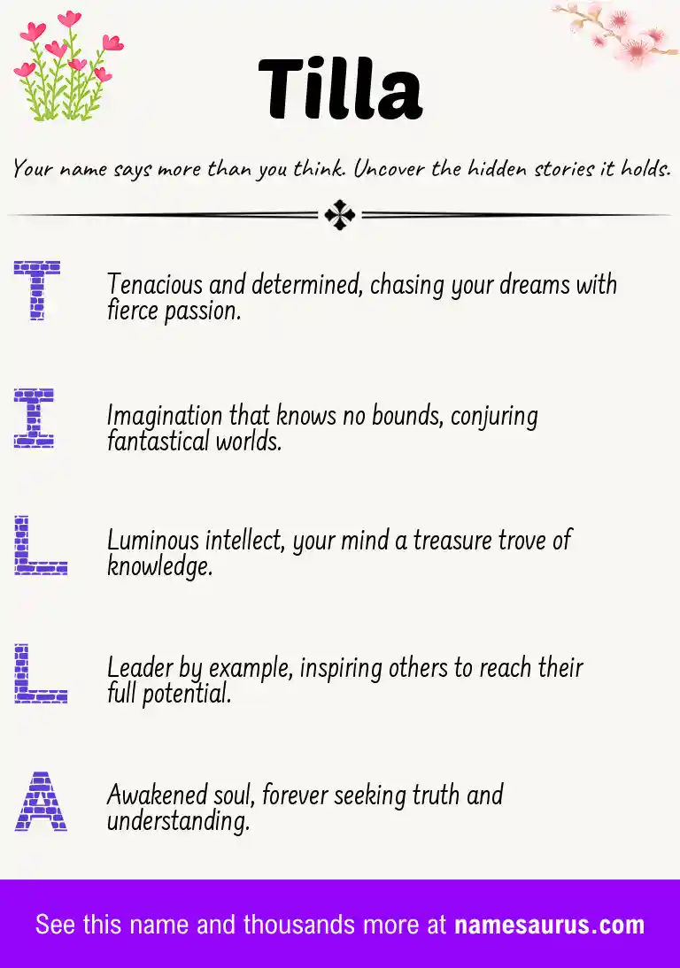 Acrostic poem about Tilla.