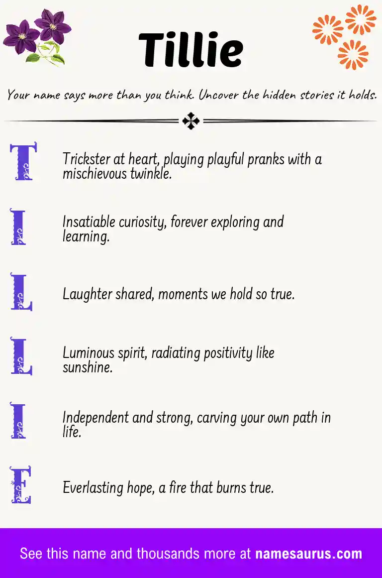 Acrostic poem about Tillie.