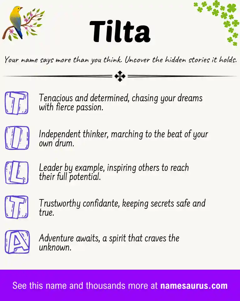 Acrostic poem about Tilta.