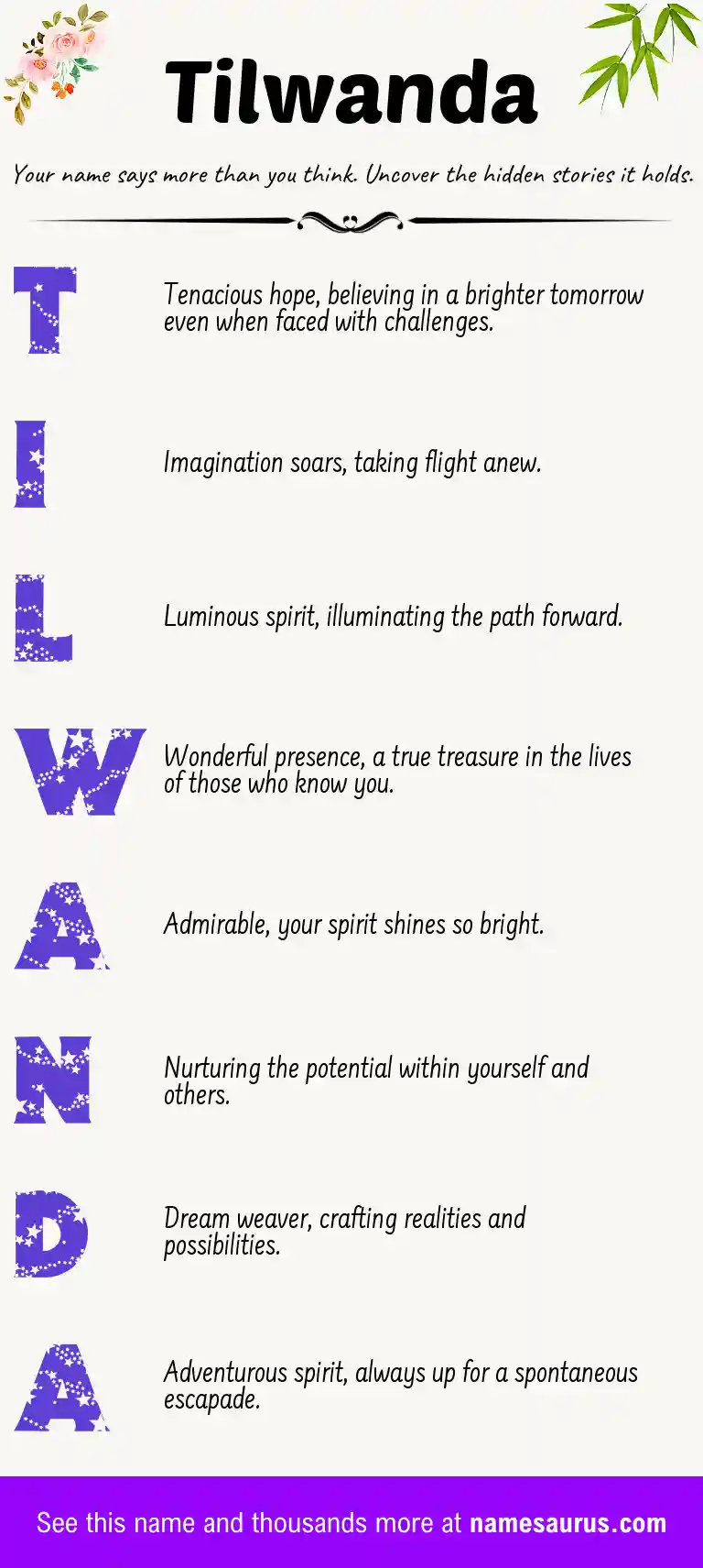 Acrostic poem about Tilwanda.