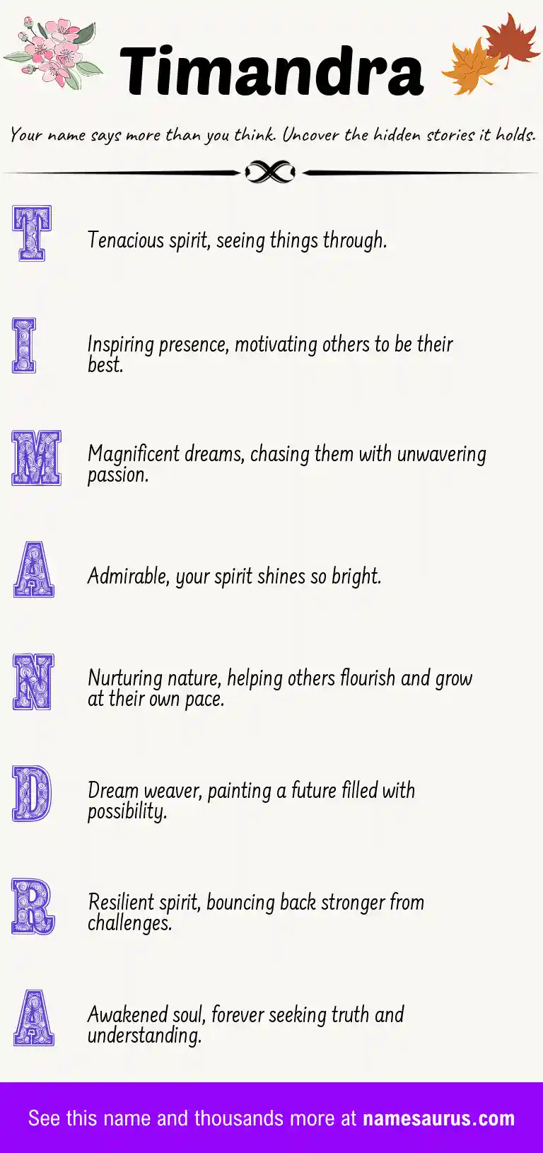 Acrostic poem about Timandra.