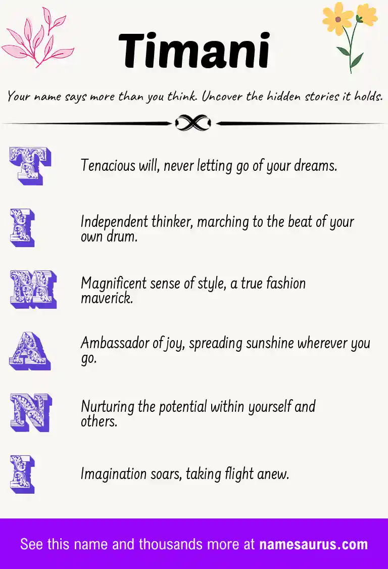 Acrostic poem about Timani.