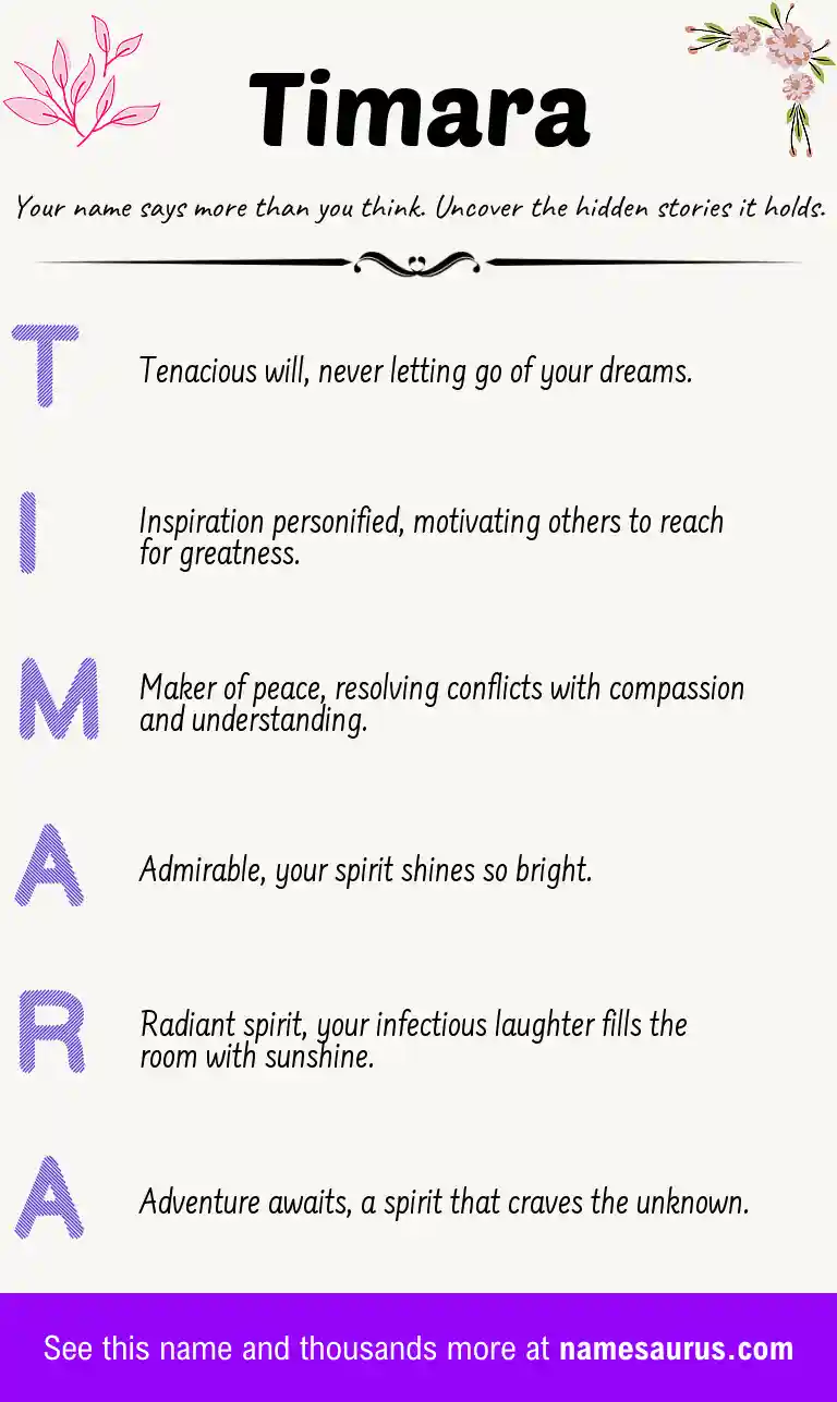 Acrostic poem about Timara.
