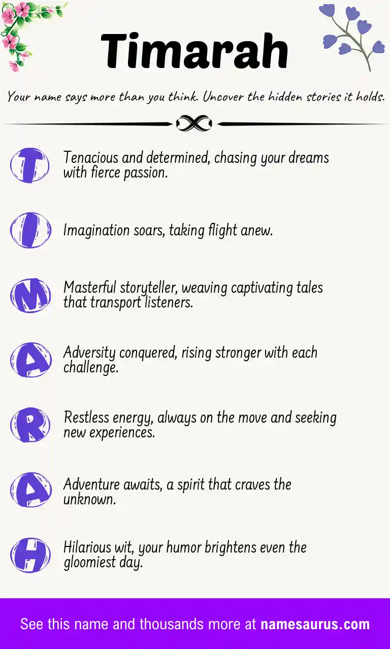 Acrostic poem about Timarah.