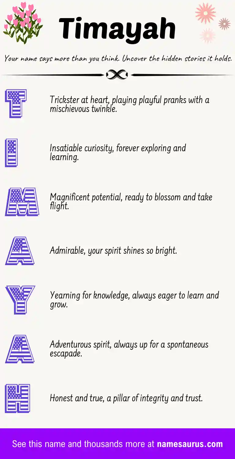 Acrostic poem about Timayah.