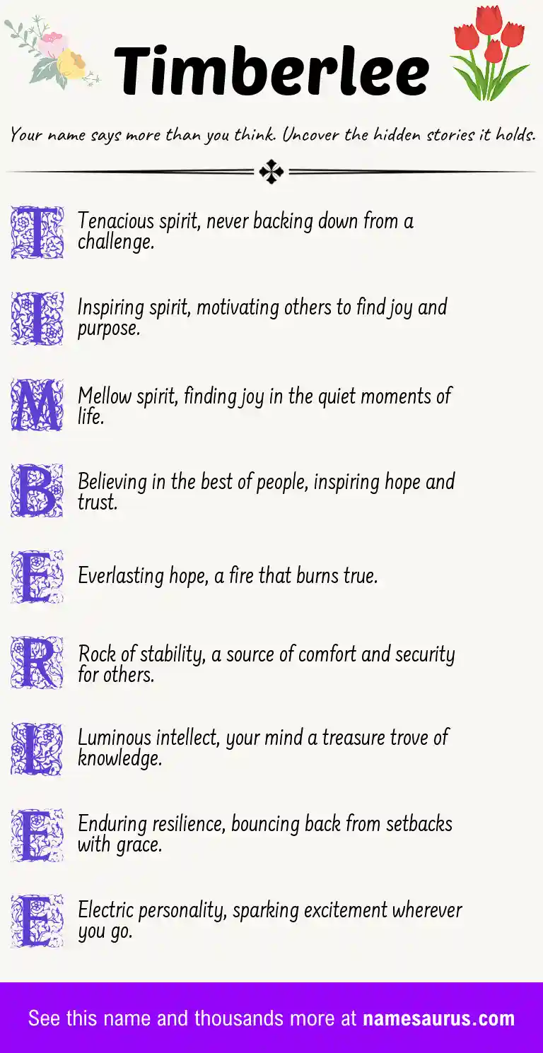 Acrostic poem about Timberlee.