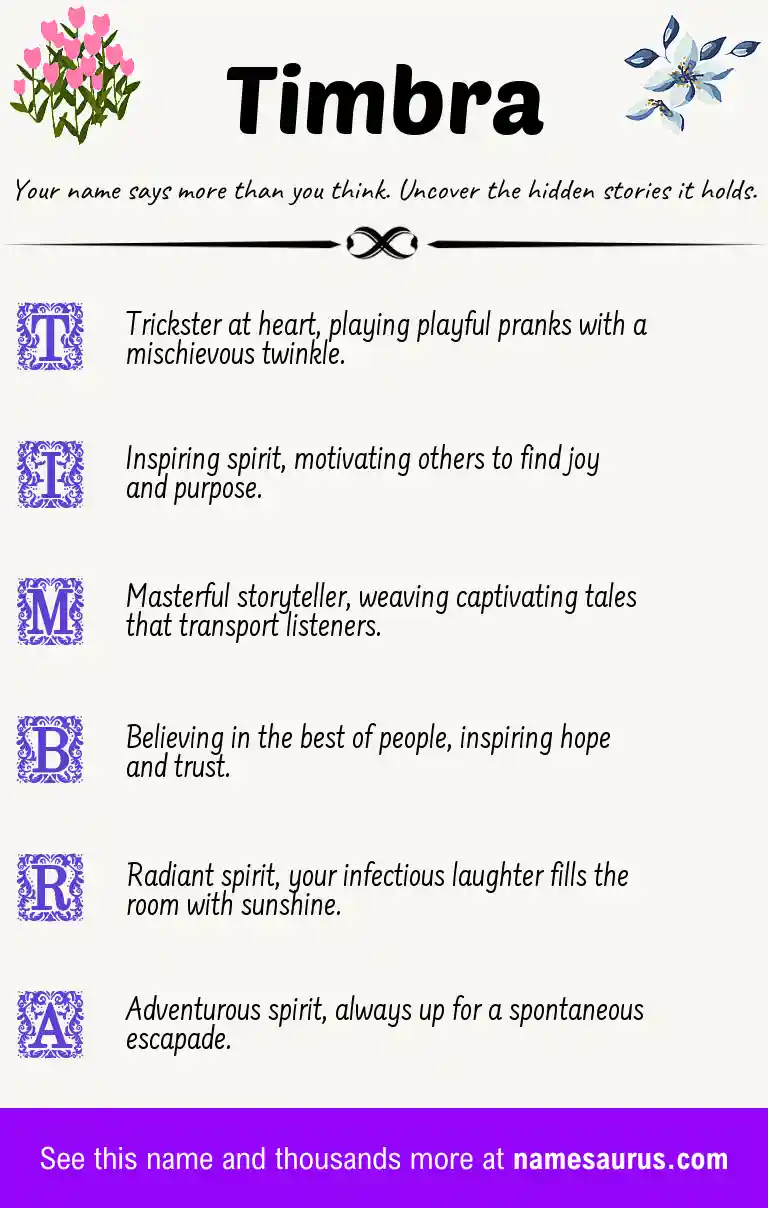 Acrostic poem about Timbra.