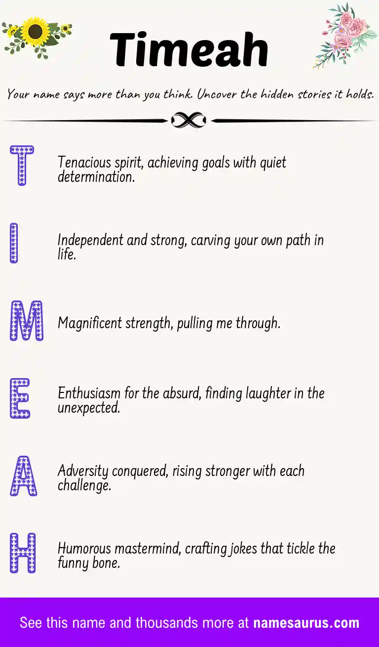 Acrostic poem about Timeah.