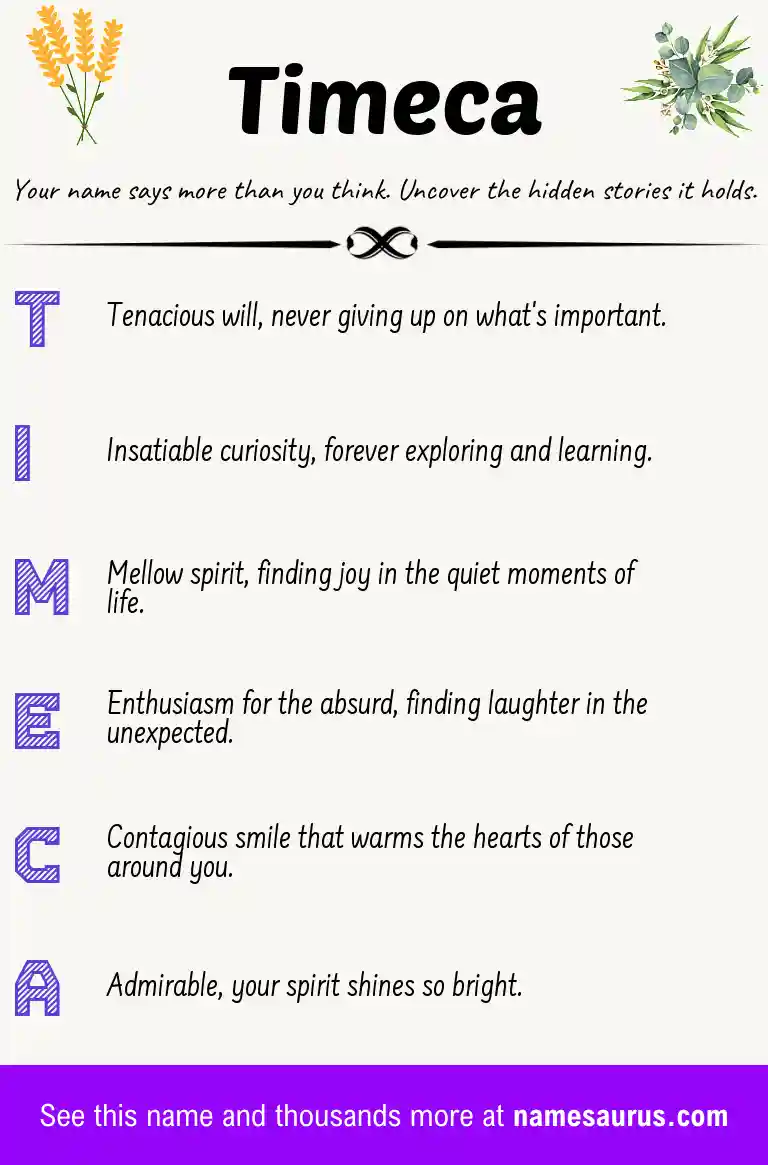 Acrostic poem about Timeca.