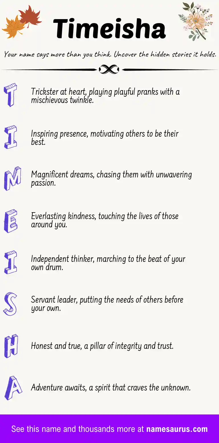 Acrostic poem about Timeisha.