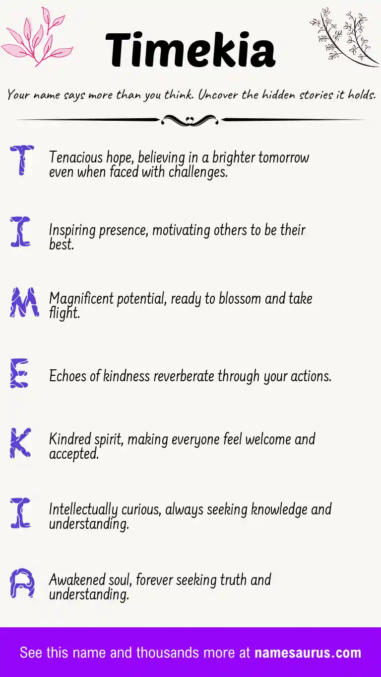 Acrostic poem about Timekia.
