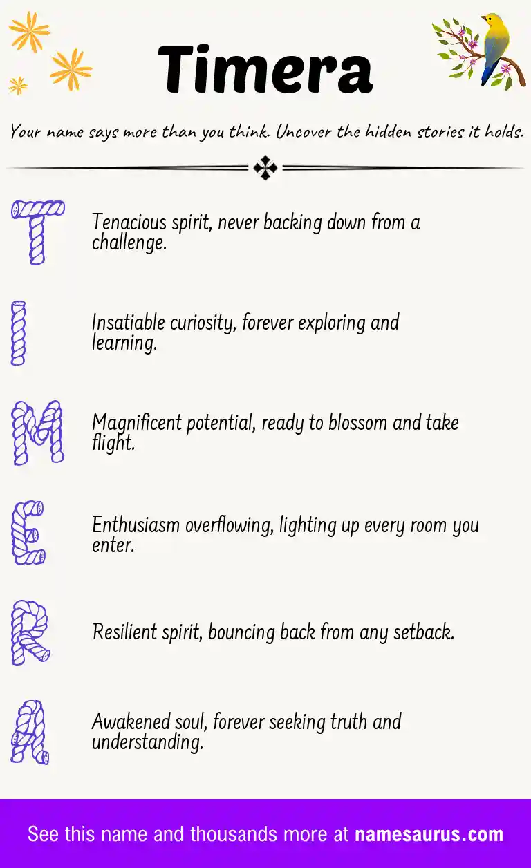 Acrostic poem about Timera.
