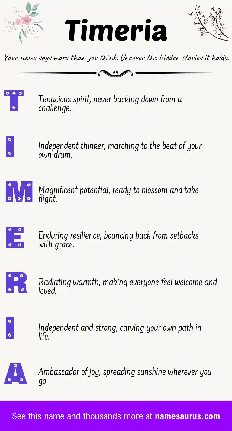Acrostic poem about Timeria.
