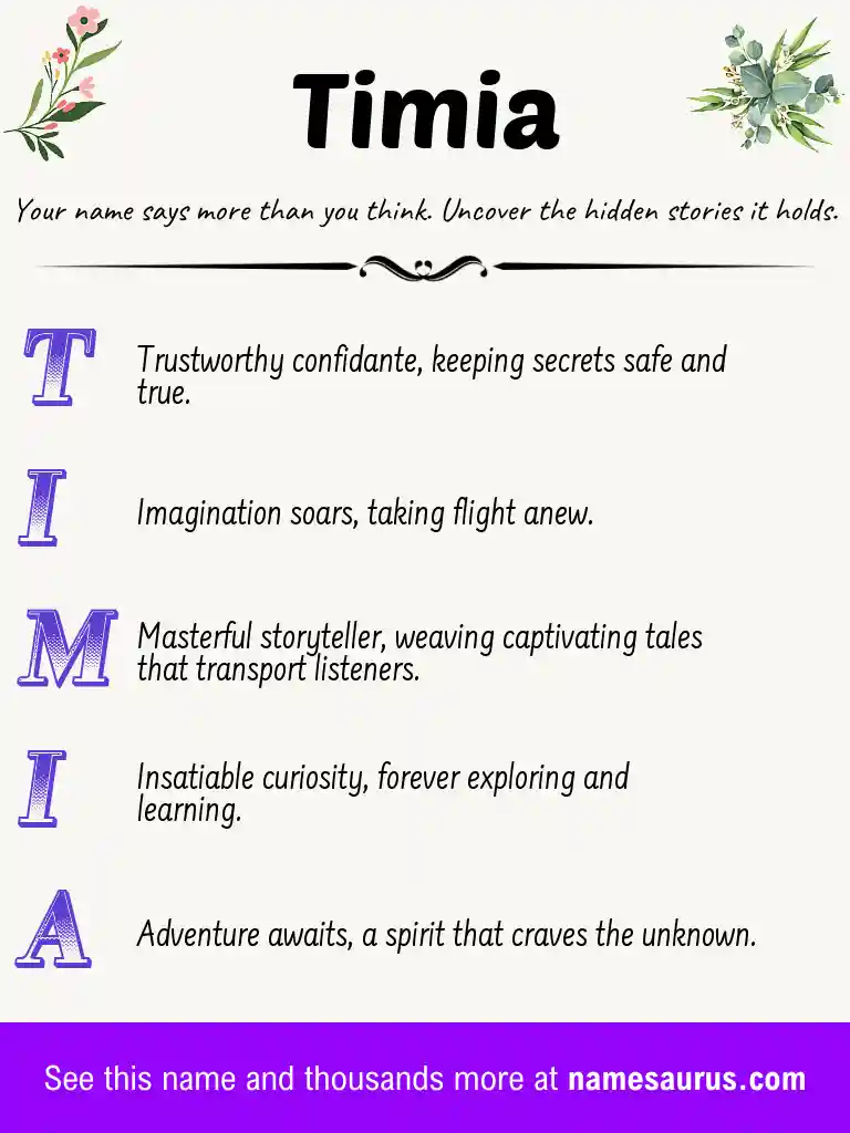 Acrostic poem about Timia.