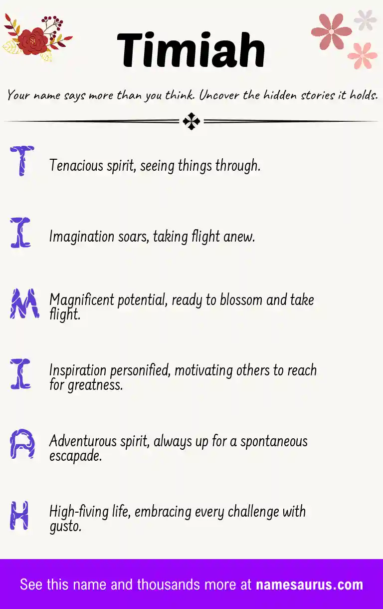 Acrostic poem about Timiah.