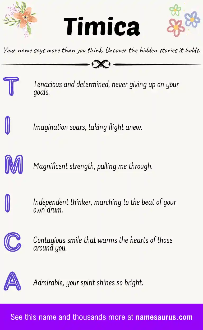 Acrostic poem about Timica.