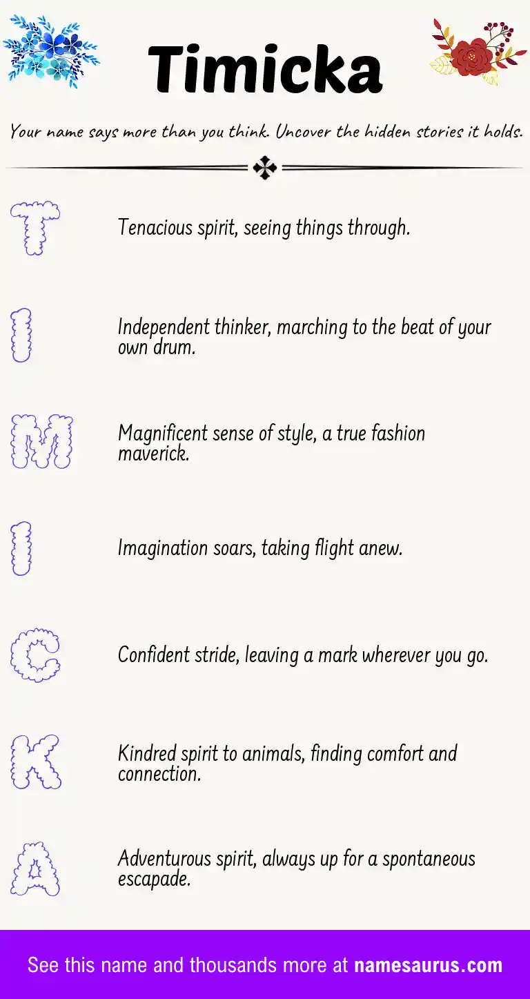 Acrostic poem about Timicka.