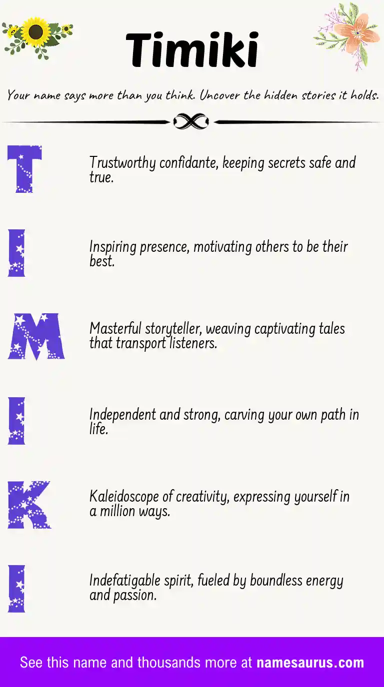 Acrostic poem about Timiki.