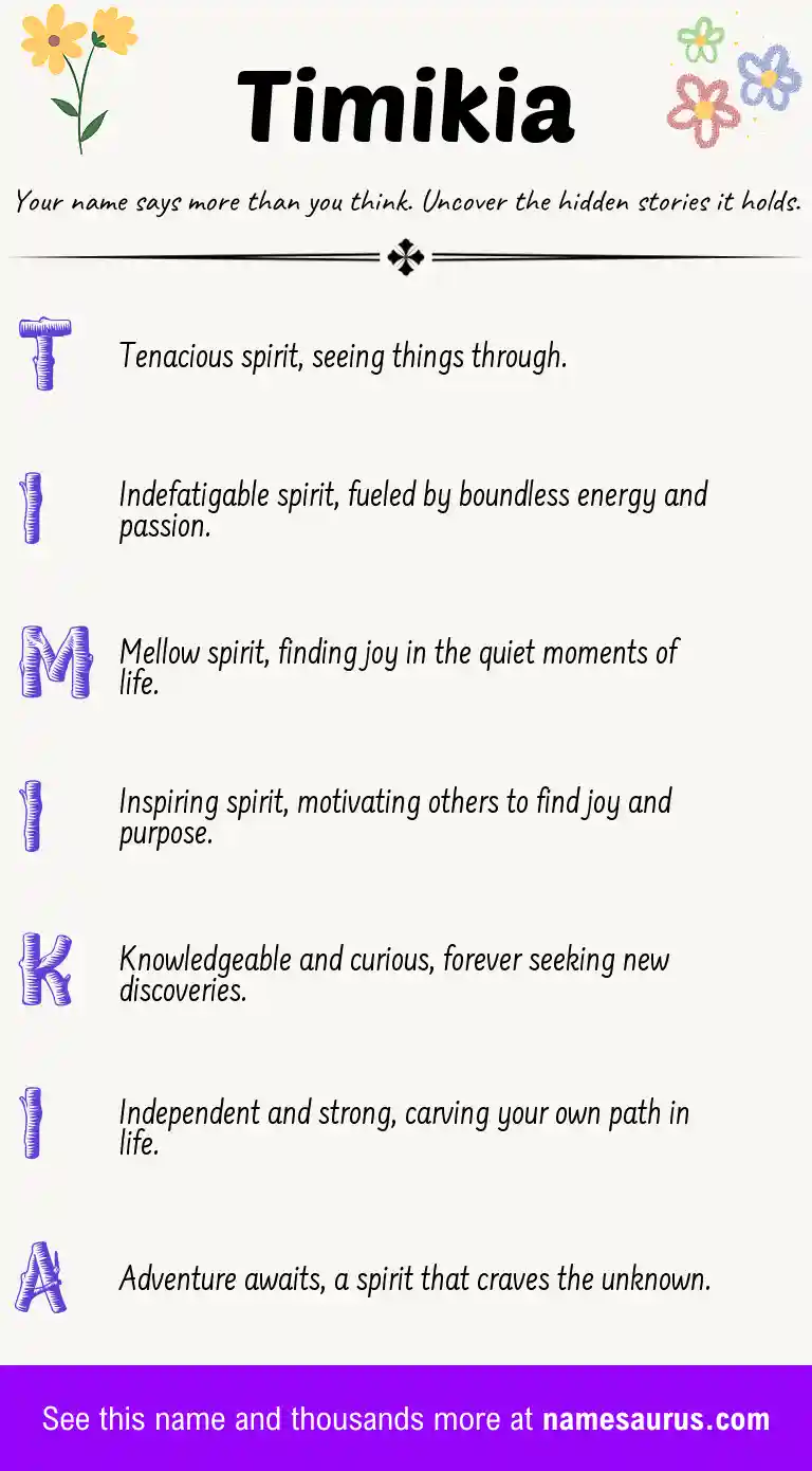 Acrostic poem about Timikia.