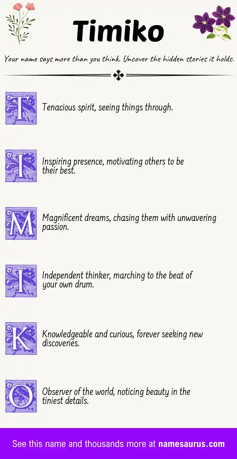 Acrostic poem about Timiko.