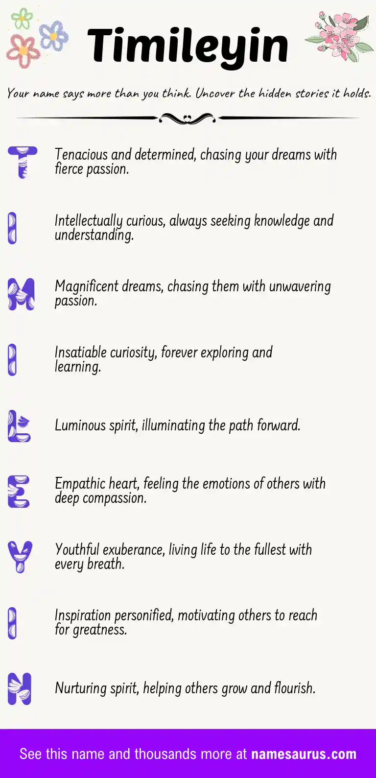 Acrostic poem about Timileyin.