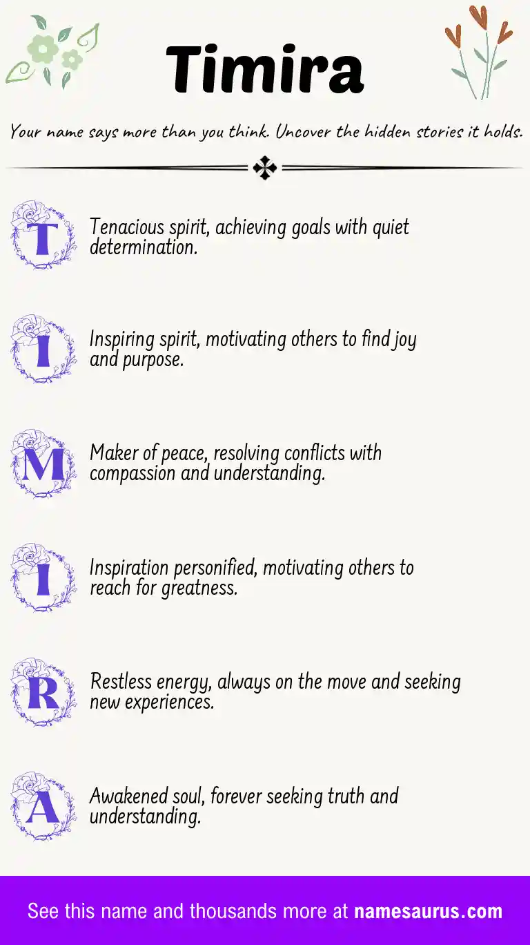 Acrostic poem about Timira.